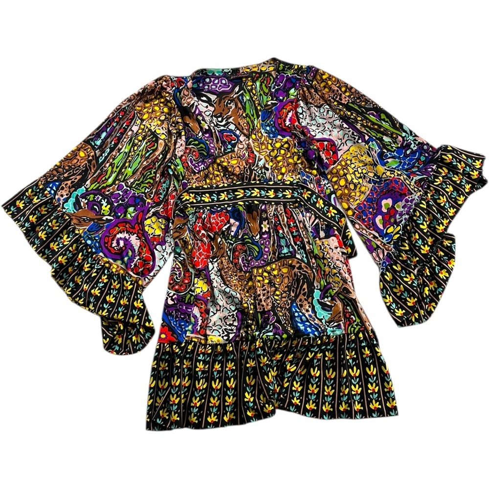 Betsey Johnson 90’s Printed Boho Mini Bambi Dress Size 6